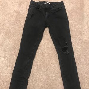 Levi’s 711 Skinny Black Distressed Jeans